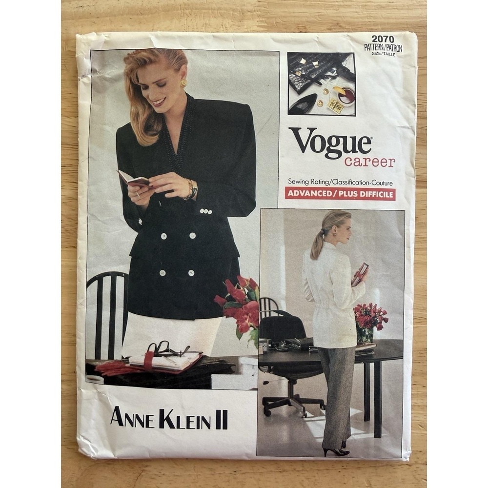 VOGUE CAREER ANNE KLEIN II Pattern 2070 Misses' Jacket, Skirt & Pants Sz 6-10 UC